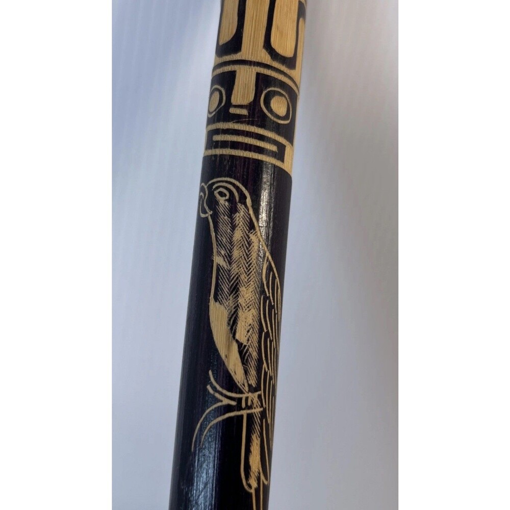 Hand Carved Wooden Flute Recorder Primitive Ornate Wood Instrument Vintage